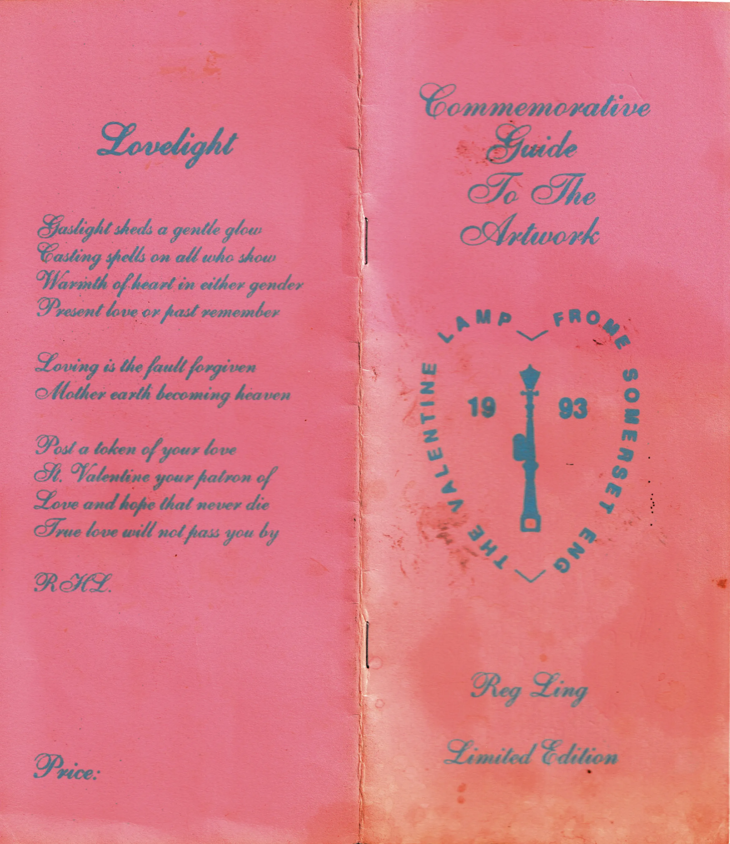 Cover of Reg Ling’s commemorative guide to artwork from the first lamp lighting, 14 February 1993.