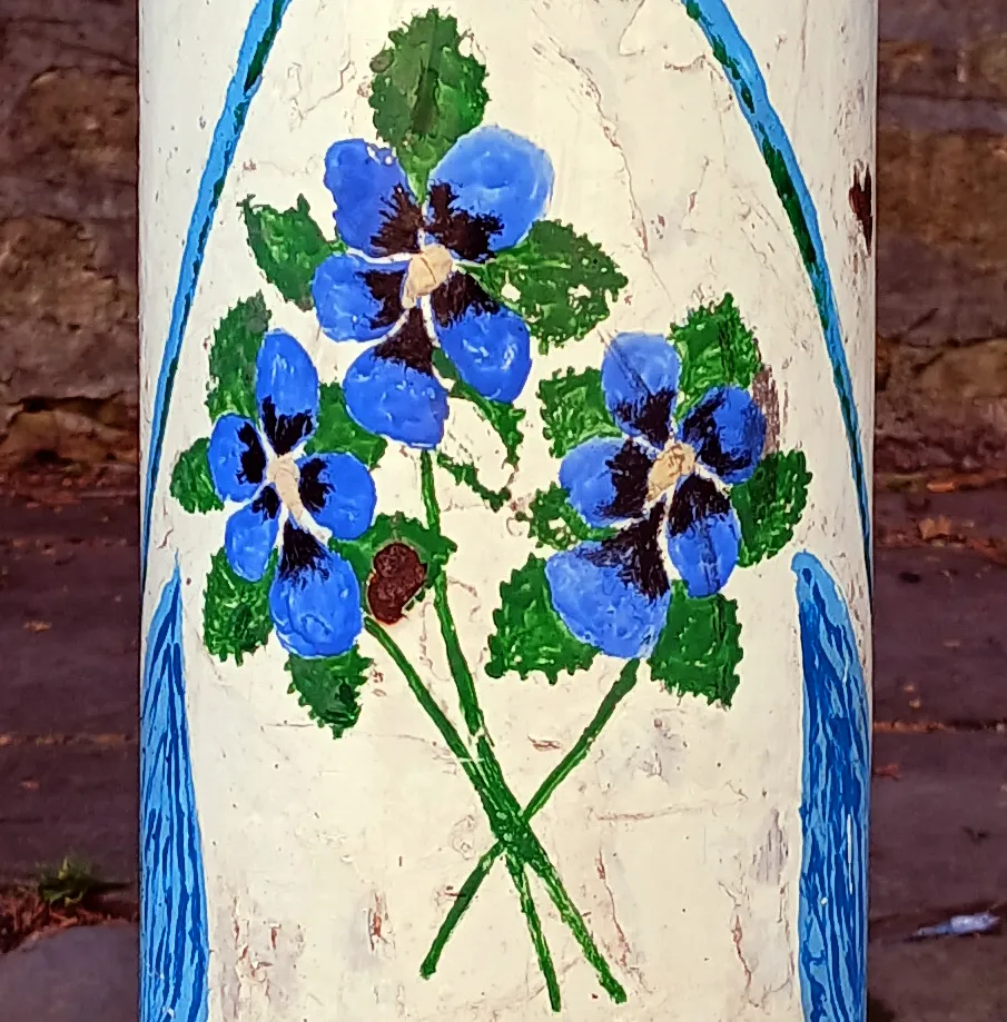 Pansies painted on the lamp